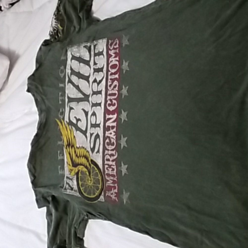 Affliction green graphic tshirt